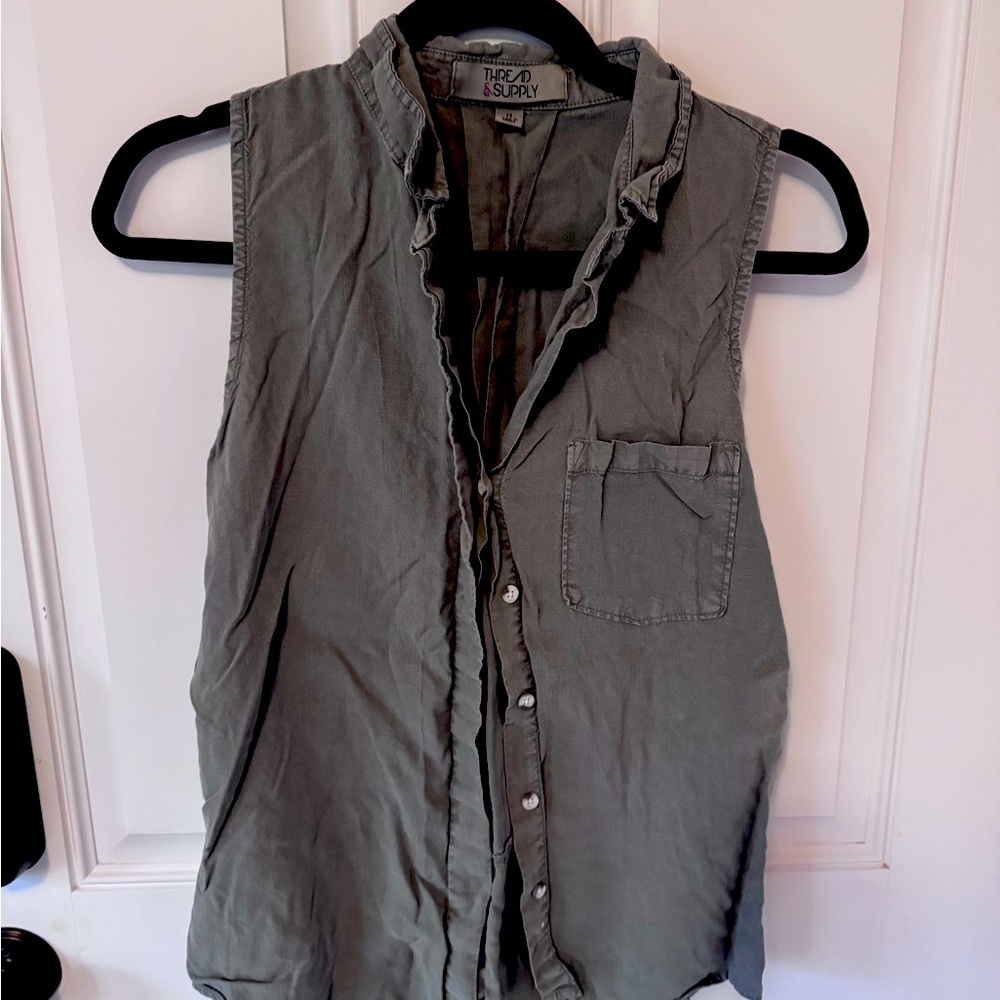 Button Up Tank Blouse